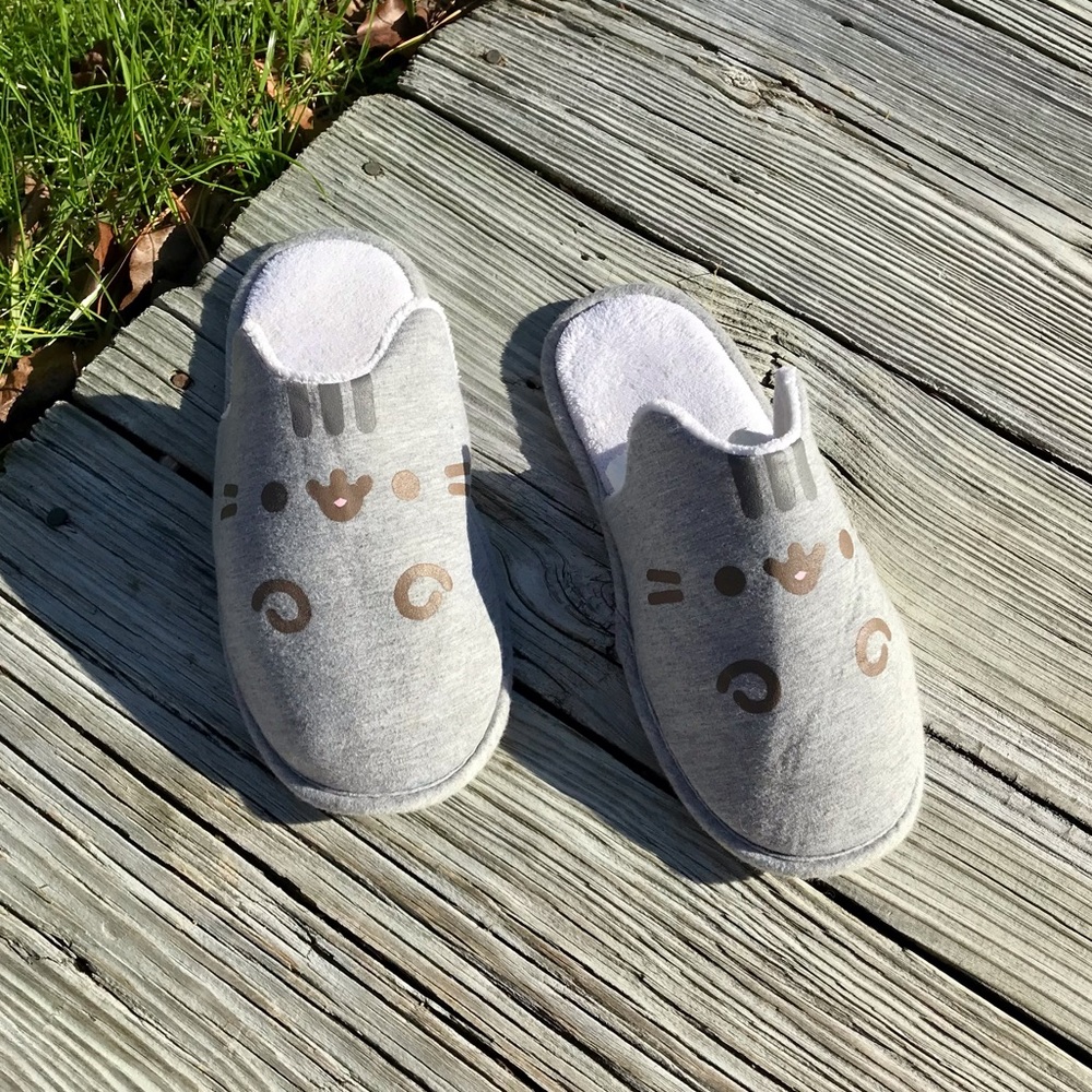 Ladies M PUSHEEN Box House Slippers Grey Cat Slip On Slides Flat Slippers - Picture 4 of 9